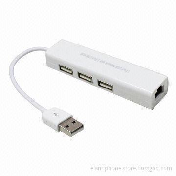 USB LAN RJ45 Port with 3-port USB2.0 Hub, USB 2.0 to Fast Ethernet Adapter